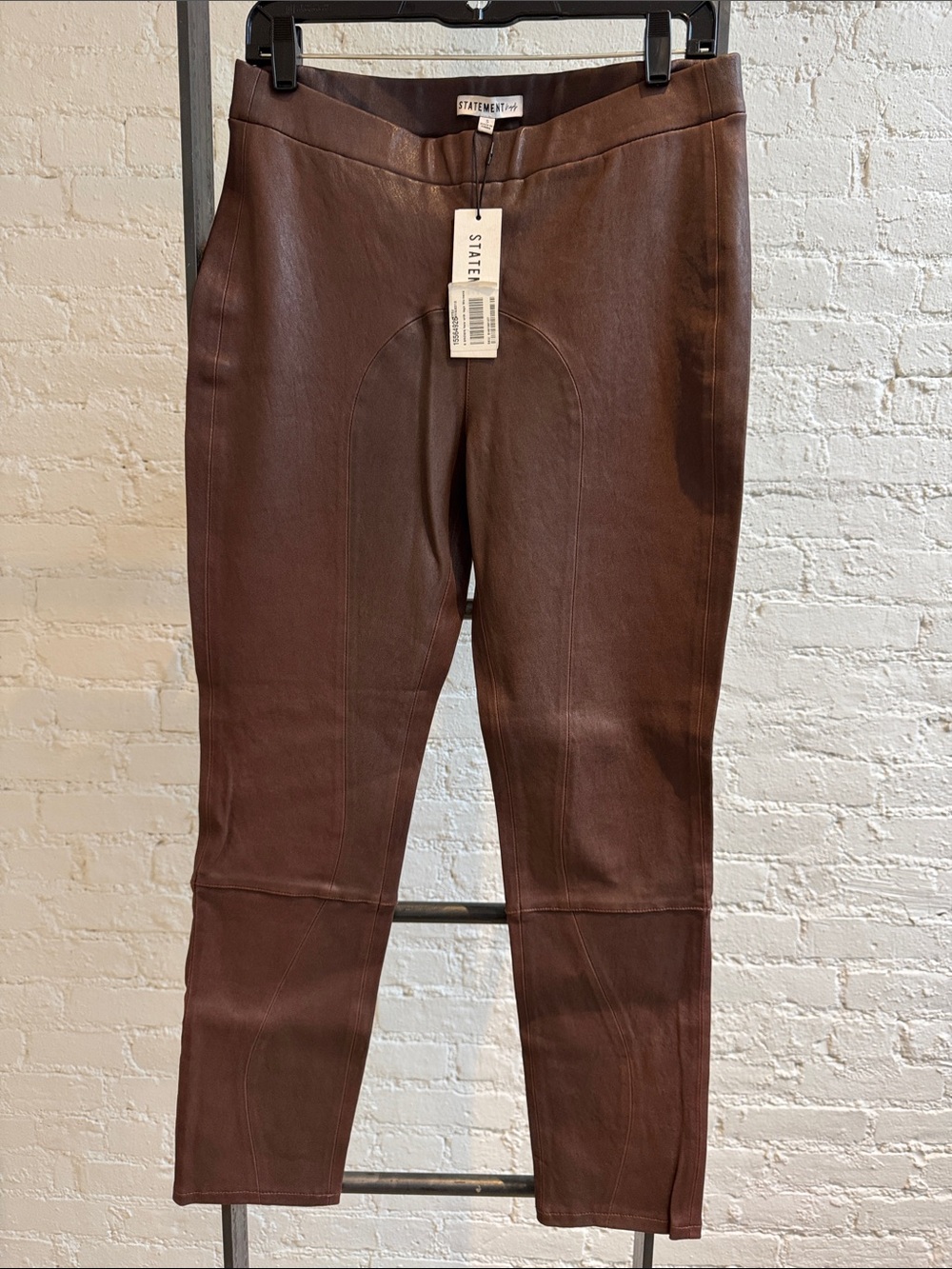 NYDI Statement 100% Genuine Lamb Leather Stretch Leggings, ColorMink, Size S,NWT